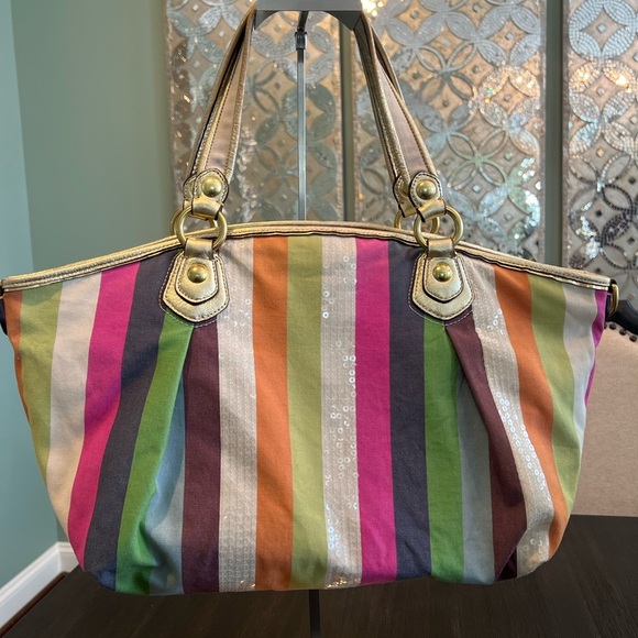 Coach Poppy Legacy Stripe Large Rocker Bag - Picture 7 of 16